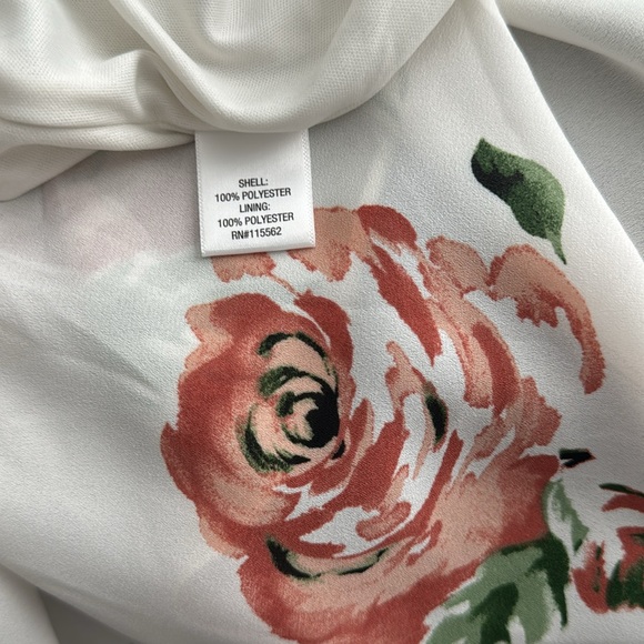 Disney Summer dress, off white+floral, back zip, tie waist, ruffled, lined. - Picture 12 of 12